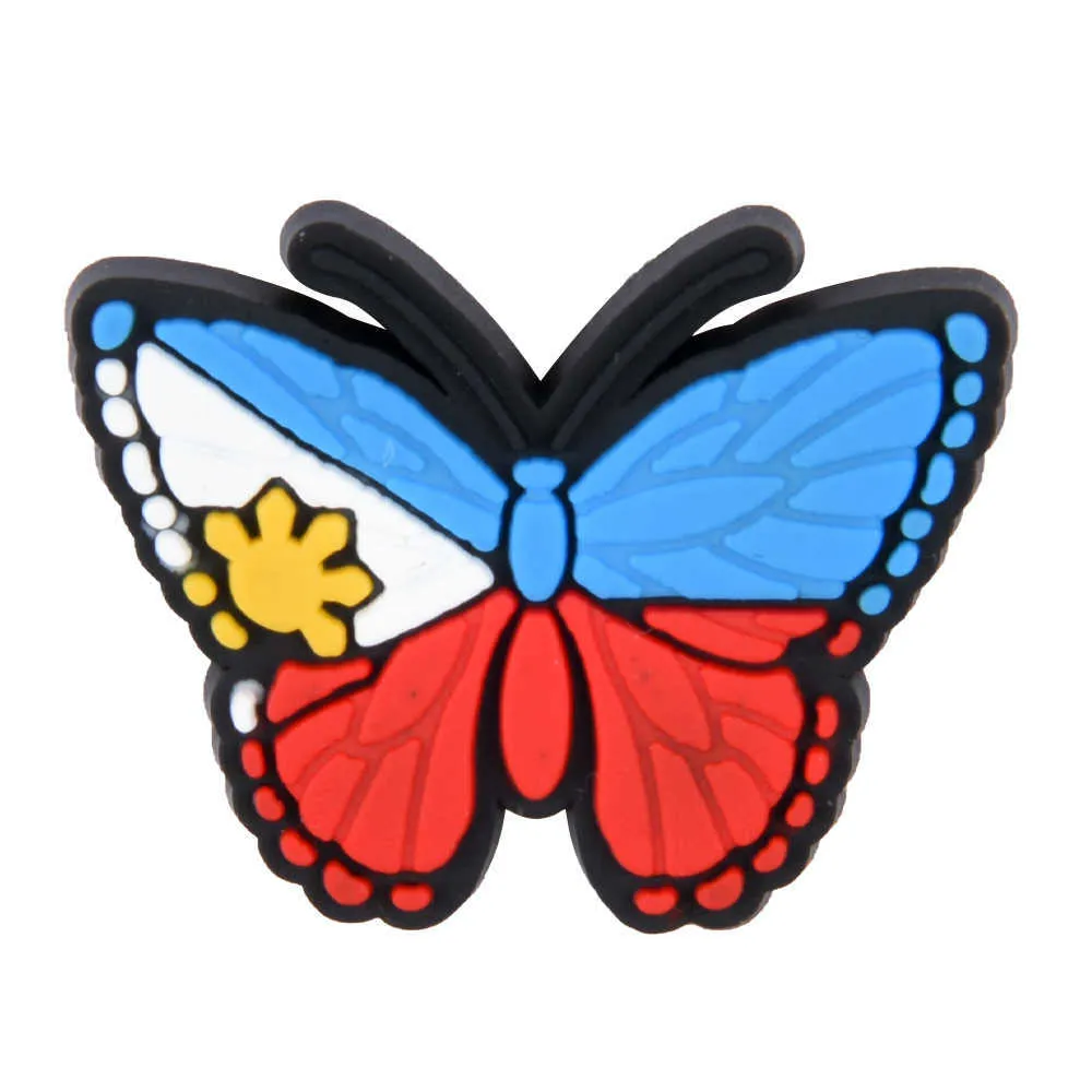Hot sell Butterfly Icon Silicon Shoes Charms Cartoon Animal Croc Accessories Buckles Women Girls Gifts Wristband Decor DIY
