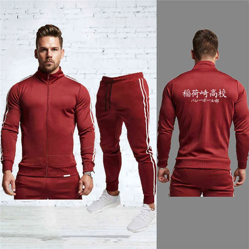 Sportwear Japan Anime Tracksuit Männer schwitzen haikyuu cosplay zweiteilige Frauen Set Sport Joggers Top und Hosen Karasuno High School G1217