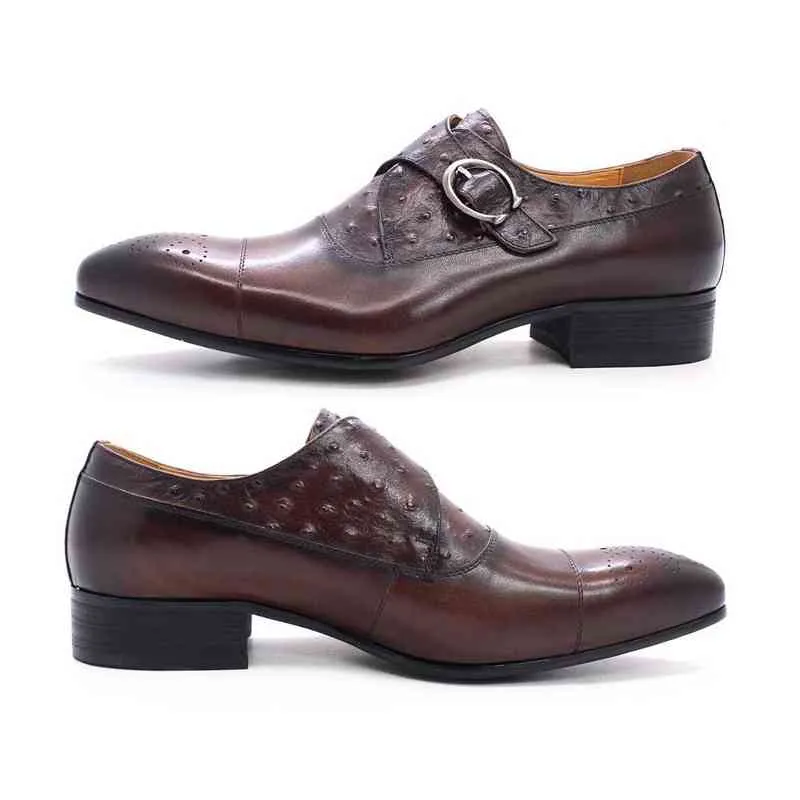 Sapatos de couro masculino de verão Classic Luxurich Avestrich