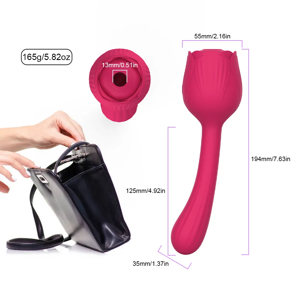 Beauty Items 10 Geschwindigkeiten Rose Saugvibrator für Frauen Klitoris Leise 50 dB Klitoris Stimulator Sauger und G-Punkt-Dildo Sexy Spielzeug wiederaufladbar