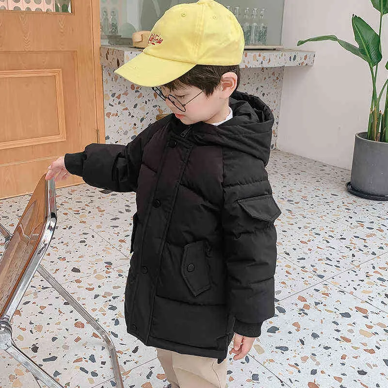 2021 Nowe dzieci moda czystą średniej długości mężczyzn i kobiet bawełniana pikowana kurtka zagęszczona ciepła długa kurtka J220718