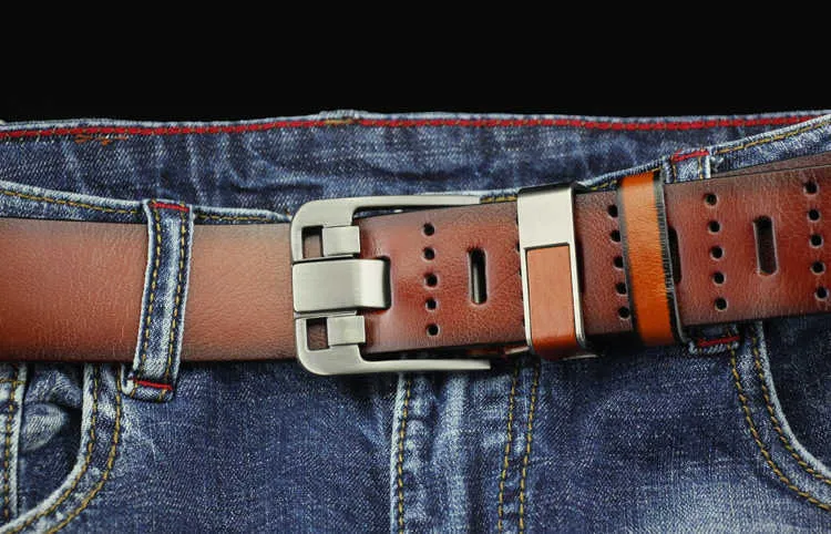 Topselling Moda de alta calidad Vintage Pin Causal Pin Hebilla Hombres Cinturón para Jeans Diseñador Lujo Clásico