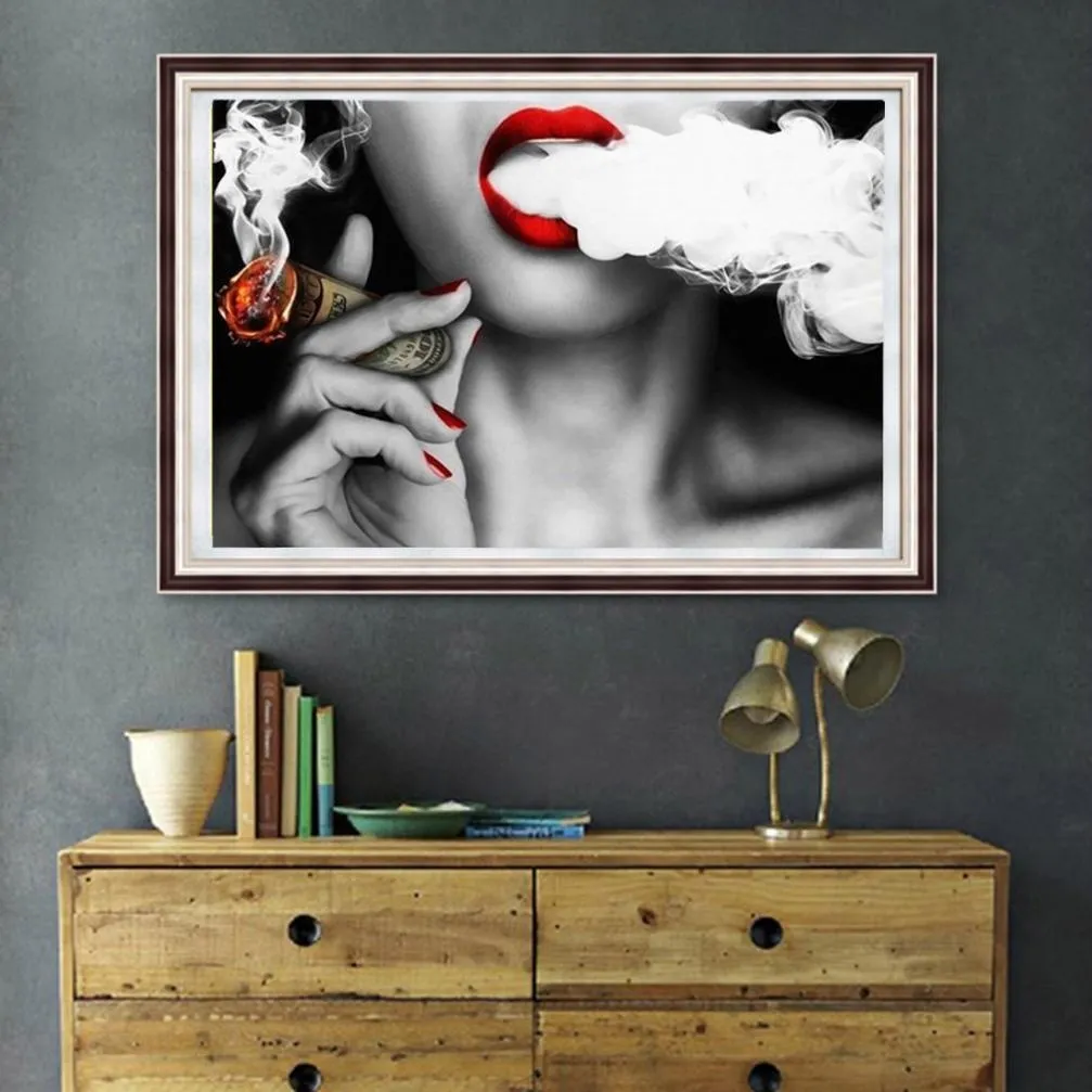 1 Panel HD Woman Lady Cigar Smok Plakat Plakat Malowanie ścian Malowanie ścienne zdjęcie do malowania salonu No oprawione 9675634