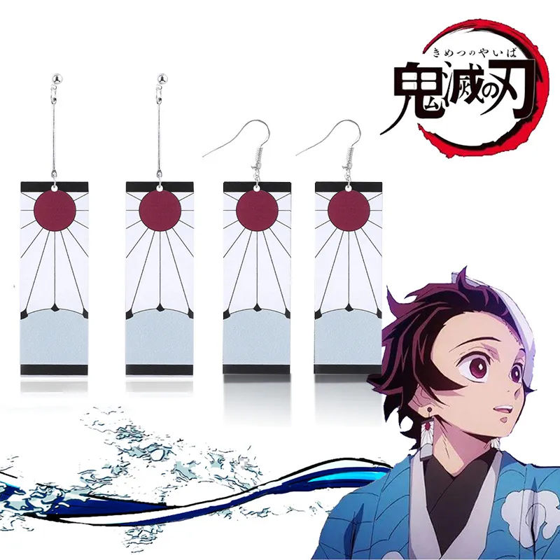 lot Anime Demon Slayer Tanjirou oorbellen Set Kimetsu No Yaiba dubbelzijdige acryl drop Earring choker sieraden groothandel 220525