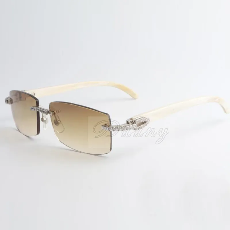 Óculos de sol médios em diamante 3524012 com bastões de chifres brancos e lente de 56 mm271n