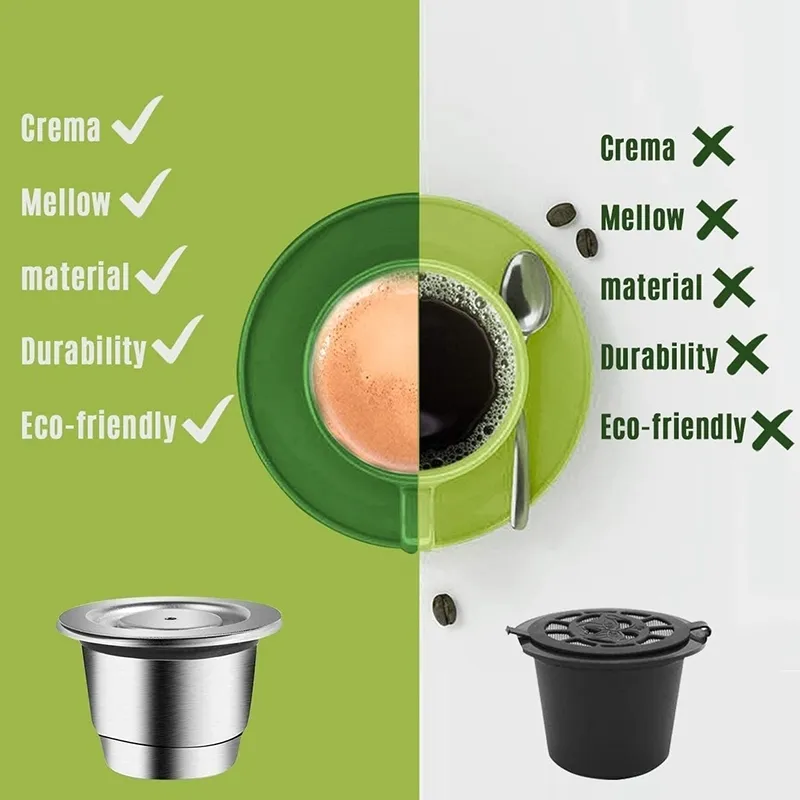 2X Espresso Capsules Rechargeables Réutilisable Nespresso Pod Café Inox Compatible 220509