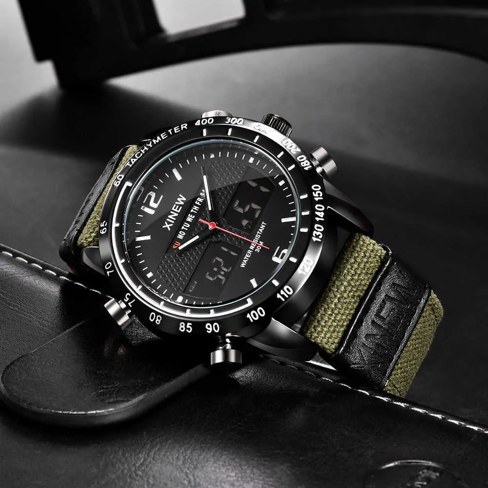 Men Watches Fashion Sports Watch Waterproof Quartz Digital LED Casual Wristwatch 2022
