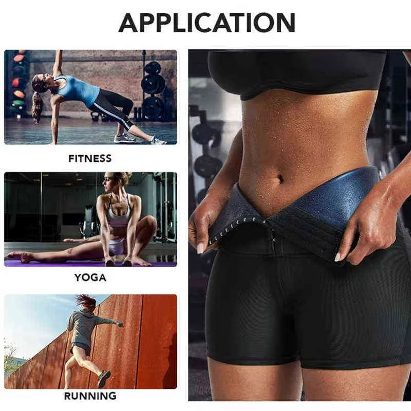 Body Shaper Pantaloni Perdita di peso Dimagrante Pantaloni corti Vita Trainer Tummy Thermo Sweat Lings Pantaloni fitness Shaper L220802