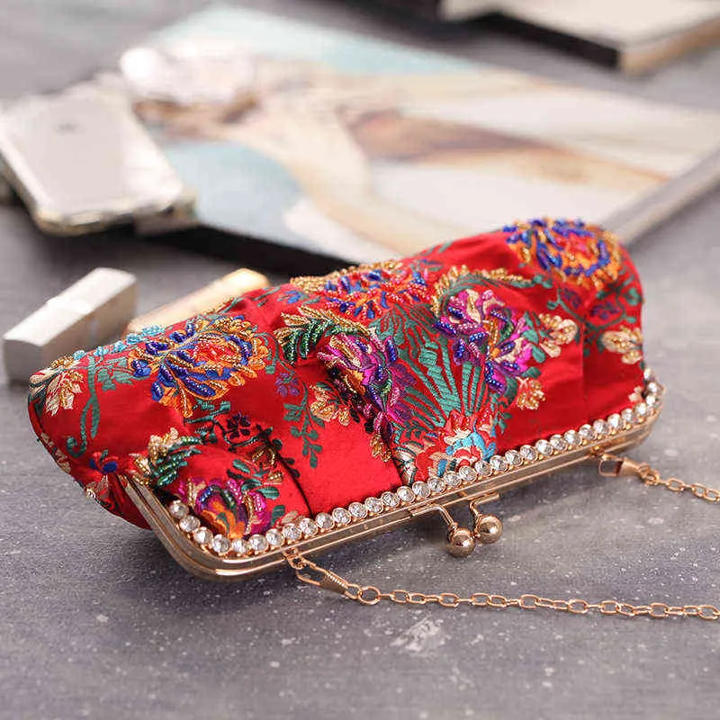 Evening Bags Purse Handmade Embroidery Women Evening Clutch Bag Bolsa Feminina Wedding Banquet Vintage Female Chain Handbag Zd1293 220316