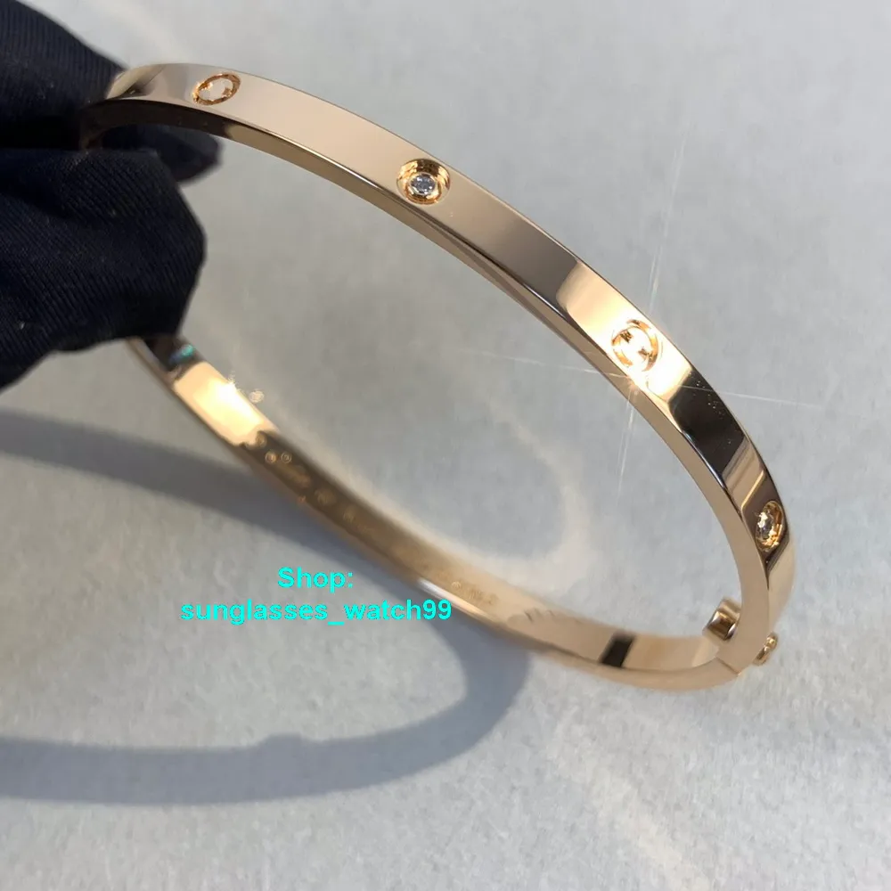 XIS diamantes Love bangle versão estreita pulseira ouro Au 750 18 K nunca desbota tamanho 16-19 com caixa réplica oficial de alta qualidade luxu285f