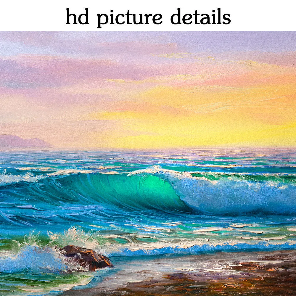 Beach Seascape Wall Art Poster Pittura a olio astratta Stampa su tela Sunrise Immagini su tela la decorazione della parete del soggiorno