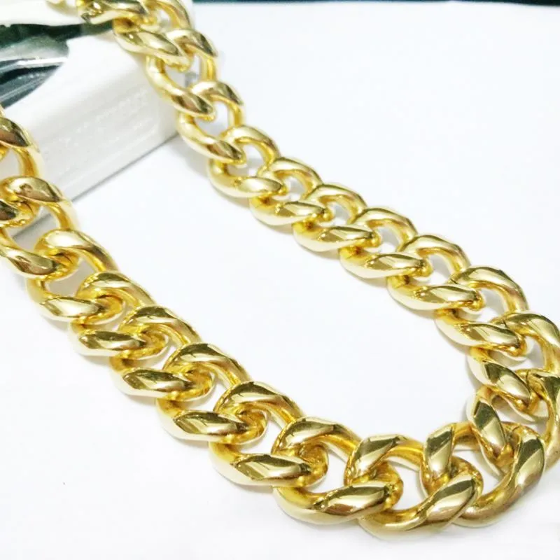 Chains 15mm Mens Necklaces Stainless Steel Gold Color Necklace For Men Women Curb Cuban Jewelry Friends Gifts WholeChains348T