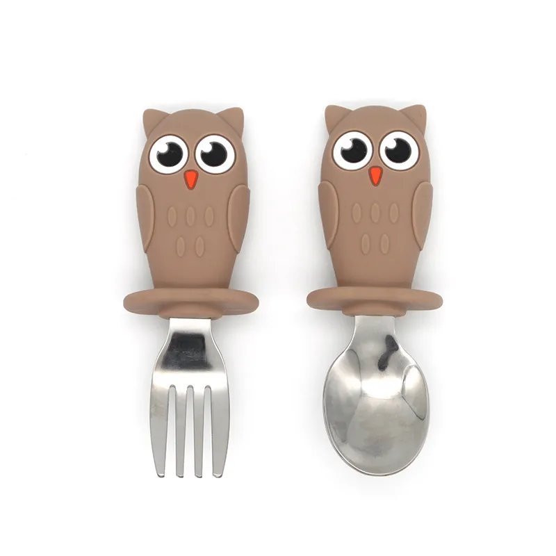 bebek gadgets sofra takımı set çocuklar kaplar paslanmaz çelik yürümeye başlayan çocuk yemek takımı çatal bıçak takımı karikatür bebek besleme kaşık fork 220715