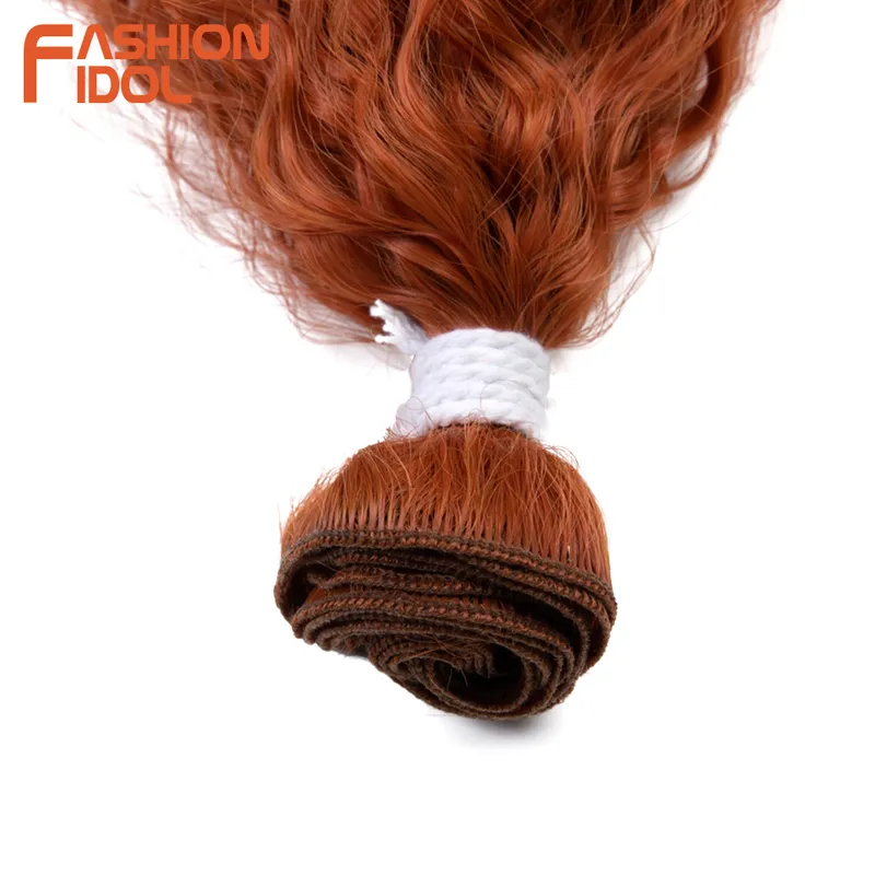 Modeidol afro kinky lockiga hårbuntar med stängning syntetiskt hår 30 tum ombre orange värmebeständig fiber hårförlängningar 220615