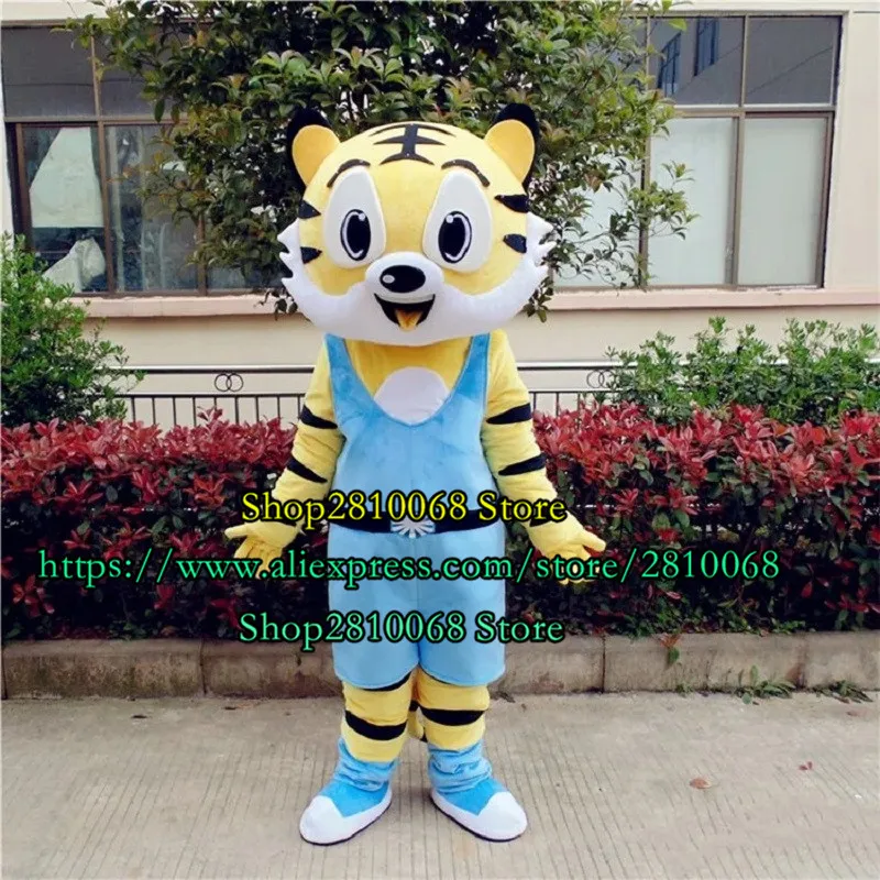 Costume de poupée de mascotte Costume de mascotte de tigre jaune noir peau rayée grands yeux dessin animé Costume d'animal fête Halloween fête événement 1222