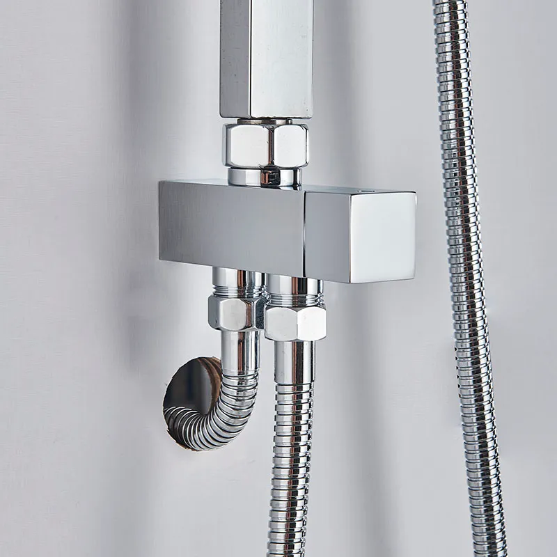 크롬 욕실 샤워 수도꼭지 세트 핸드 샤워 벽 마운트 샤워 키트 시스템 조절 가능한 슬라이드 바와 함께 강우 샤워 헤드