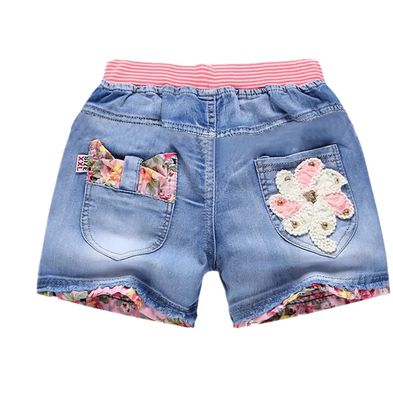 Été Enfants Denim Mode Fille Court Princesse Jeans Enfants Pantalon Shorts Fleur Filles Vêtements 220615