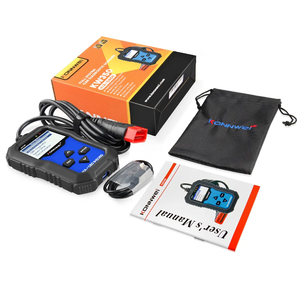 New Konnwei KW350 OBD2 Skaner samochodowy Professional Code Reader Scanner OBD2 Auto Diagnostic Narzędzie do AUDI / SEAT / SKODA / VW GOLF OBD2 Szybka wysyłka