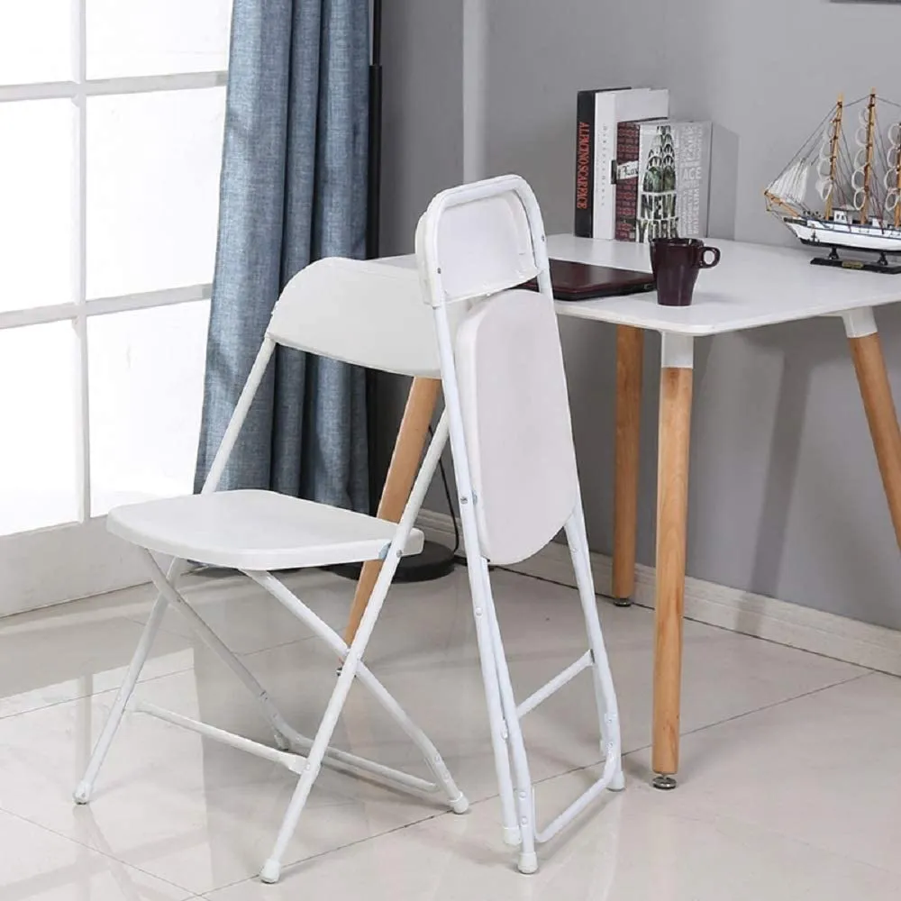 5 Pack wit plastic vouwstoel indoor buiten draagbare stapelbare commerciële stoel met stalen frame voor evenementen kantoor bruiloftsfeest picknick keuken dineren sxjun7
