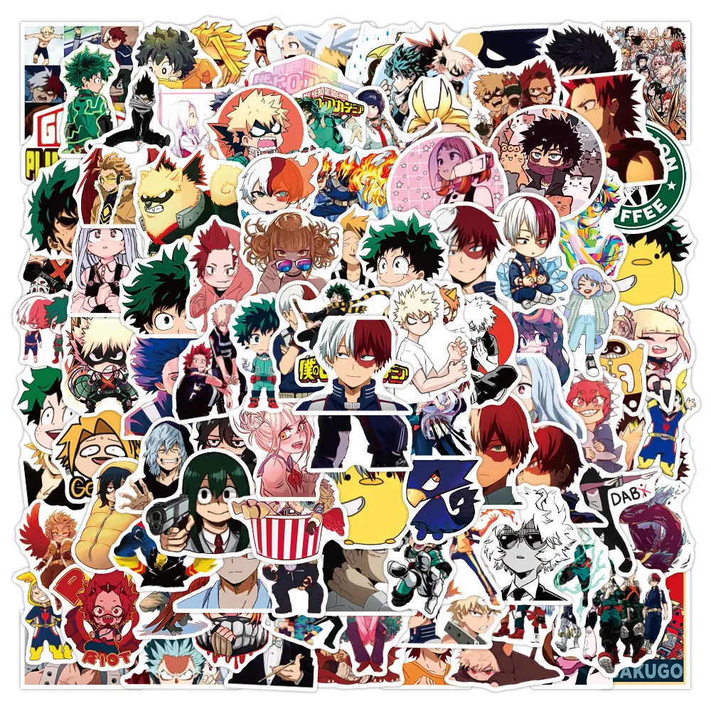 Adesivo impermeabile 50 100 pezzi Adesivi anime My Hero Academia Cartone animato giapponese Decalcomanie in vinile laptop Pad Skateboard Boku No Hero2618