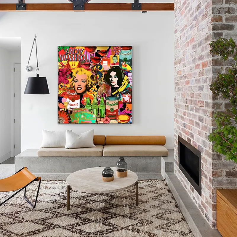 Andy Warhol Abstract Graffiti Pop Art Canvas Painting Posters and Prints Wall Art Picture of Pop Star for Living Room Home Decor