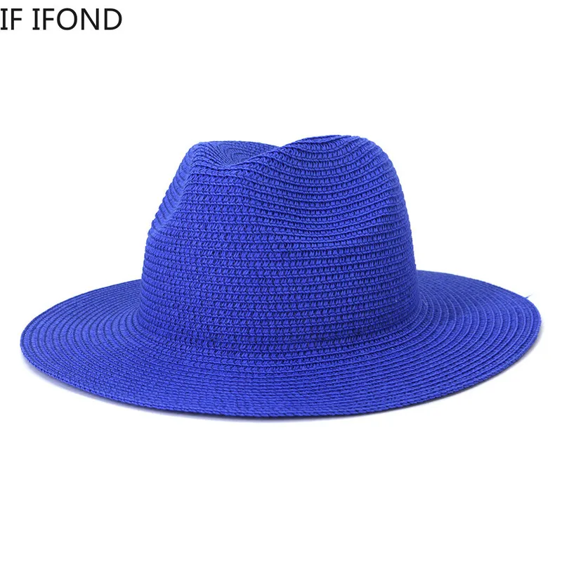 Solidne letnie słomkowe czapki dla kobiet mężczyzn Dzieci Dziewczyna Dziewczyna UV Protection Solble Sun Hat Outdoor Travel Beach Fedoras Hats Whole 2291Q