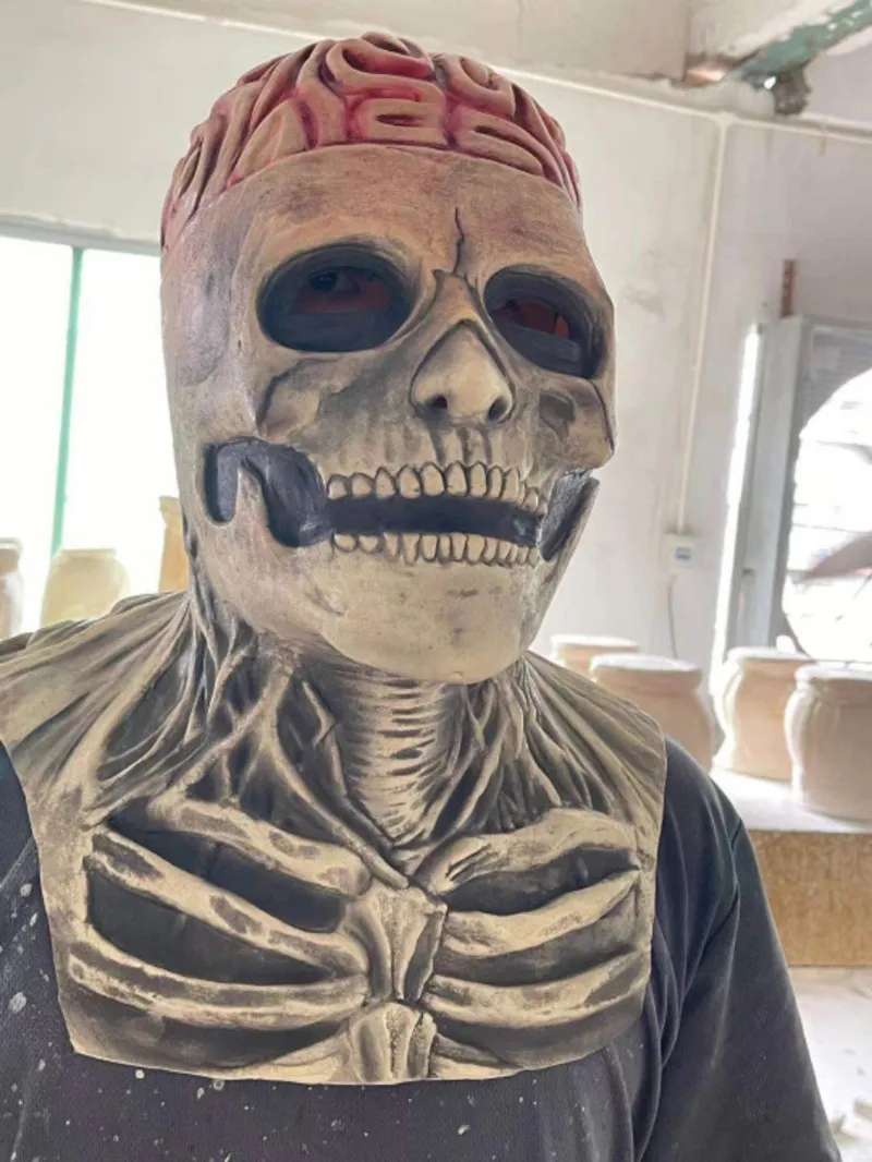 Effrayant Walking Dead Tête de Zombie Crâne Masque de Mort Latex Effrayant Costume d'Halloween Fête Cosplay Horreur Accessoires Sanglants Adulte Visage Complet 27619580