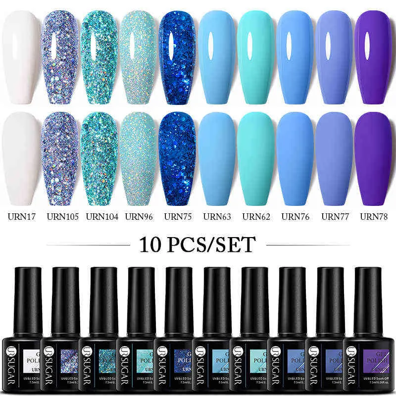 NXY Żel do paznokci 10 sztuk Glitter Polski Zestawy Zestawy Semi Stałe Soak Off UV LED Lakier do manicure 0328