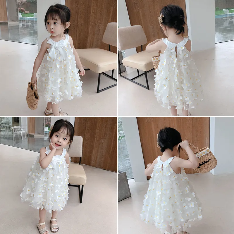 Enfants doux robe bébé filles été sans manches filles fête princesse robe enfants vêtements pour robes de soirée 1-7 ans 220521