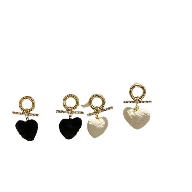 Dangle Lustre Ambiance Coréenne Simple Classique Glamour Coeur Boucles D'oreilles Tempérament Rond Délicat Luxe Tissu Boucle D'oreille Bijoux