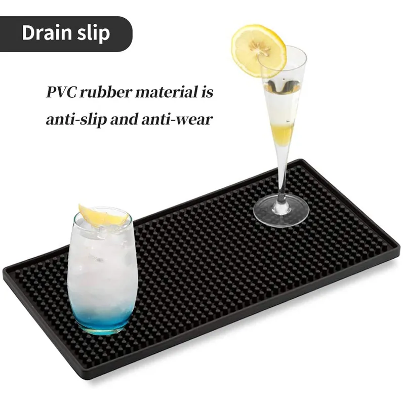 Tapis de vaisselle en PVC noir caoutchouc souple pour Bar maison Restaurant Table à manger isolation de vidange verres à vin 220627