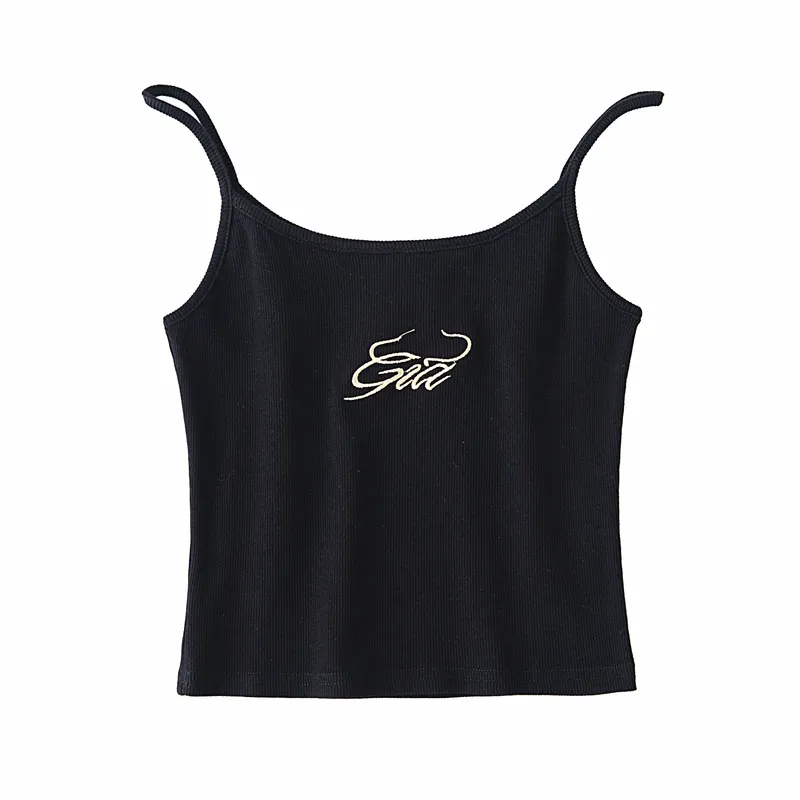 Summer Femmes Coton Wrap Crop Top Top sans manches Vest solide Sexy Sexy Y2K Streetwear Gia Lettres côtelées Camisole 220504