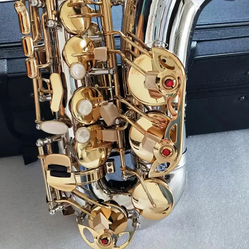 Nouveau saxophone alto professionnel Mib W037 structure originale avec la même mise à niveau saxo double nervure cuivre blanc plaqué or