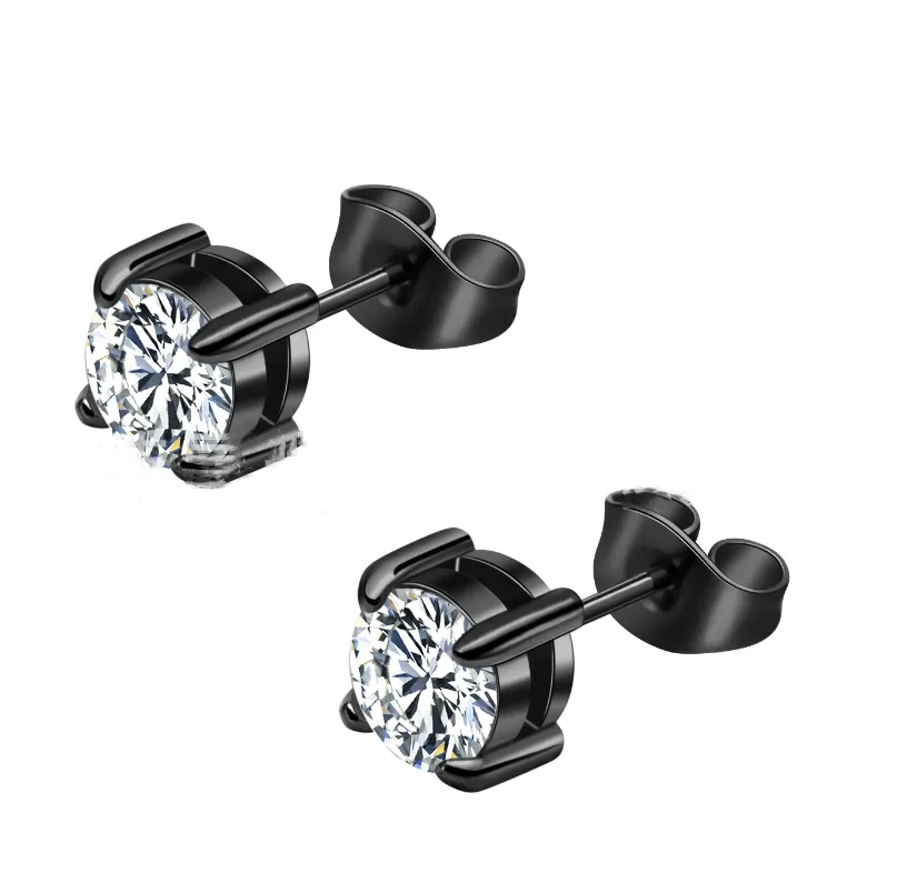 Eleganti orecchini piercing semplici Orecchini a bottone con diamanti quadrati in acciaio inossidabile