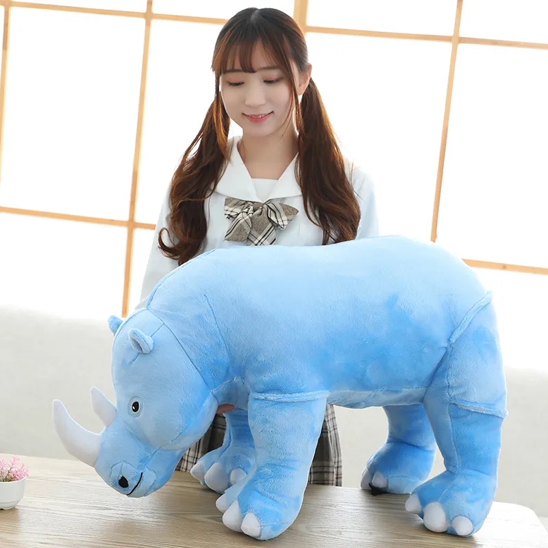 2022 niedliches Tier Rhino Plüschspielzeug Big Soft Simulation Rhinoceros Doll Kinder039s Mädchen Geburtstagsgeschenk 31inch 80cm4536142