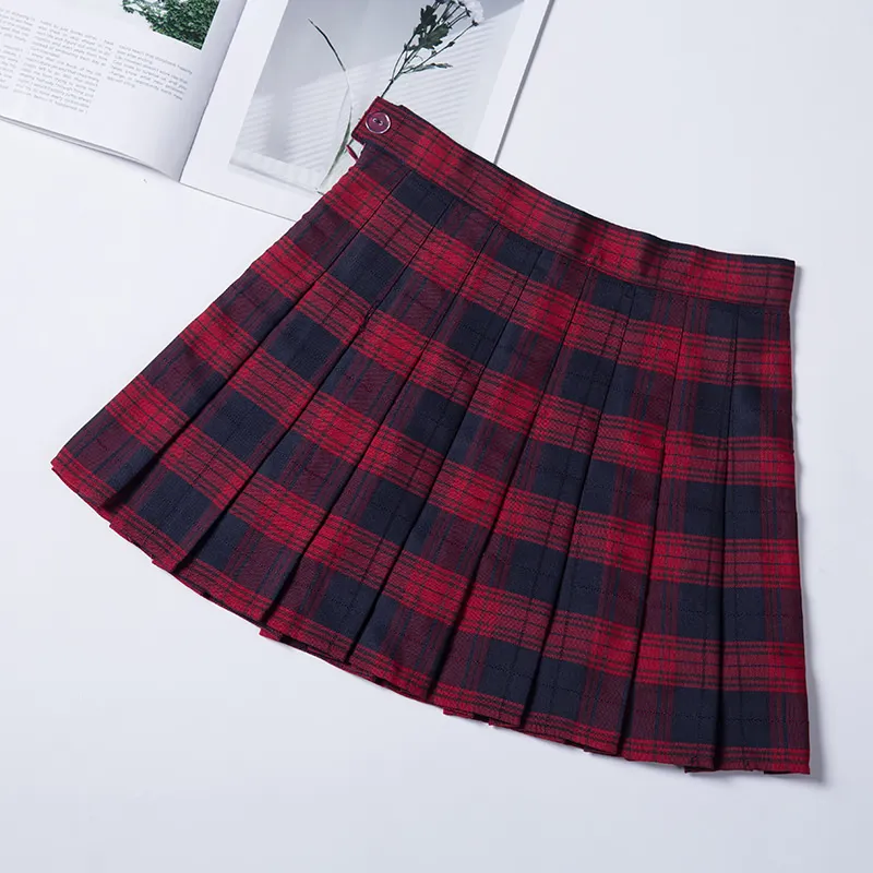 Mode Frauen Rock Adrette Plaid Röcke Hohe Taille Chic Student Falten Rock Harajuku Uniformen Damen Mädchen Tanz Röcke 220701