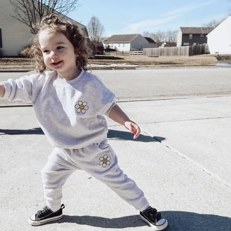 2 stksbabykleding herfst peuter meisjes outfits kinderjongen cartoon pyjama's kinderen vrije tijd dragen katoen met lange mouwen 220507