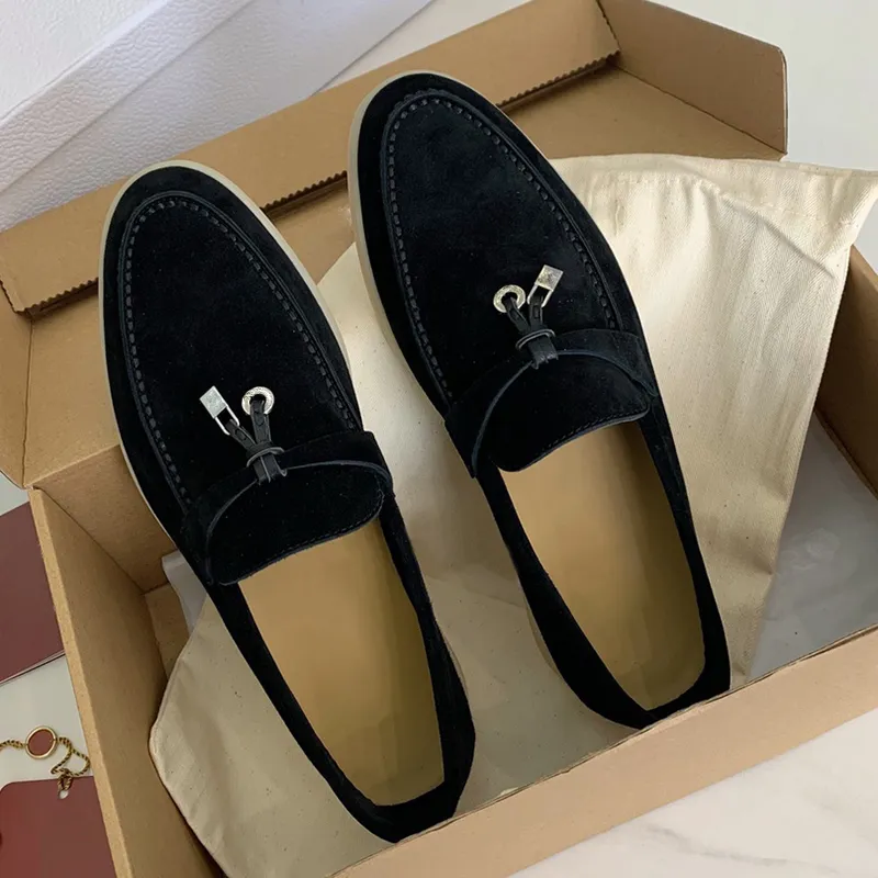 Chaussures habillées Femmes Mocassins en cachemire de qualité supérieure Designers Boucle classique bouts ronds Talon plat Confort de loisirs Usine de femmes quatre saisons