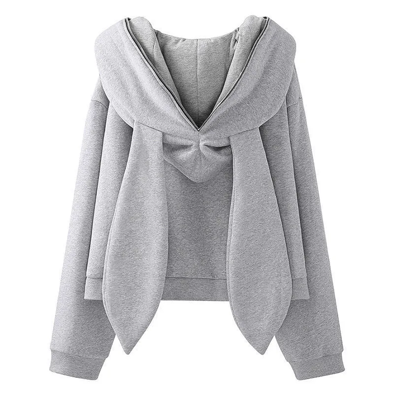 Damesjassen Houzhou Bunny Hoodie Kawaii Streetwear Women Alt Rabbit Ears Kleding Oversi L220824