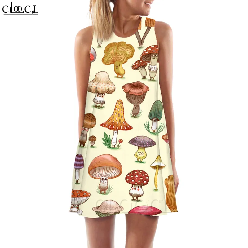 Women Tank Tops Retro Mushrooms 3D Print UK Big Ben Loose Dress Sexig Mini Short Party Female Vest ärmlös klänning W220616