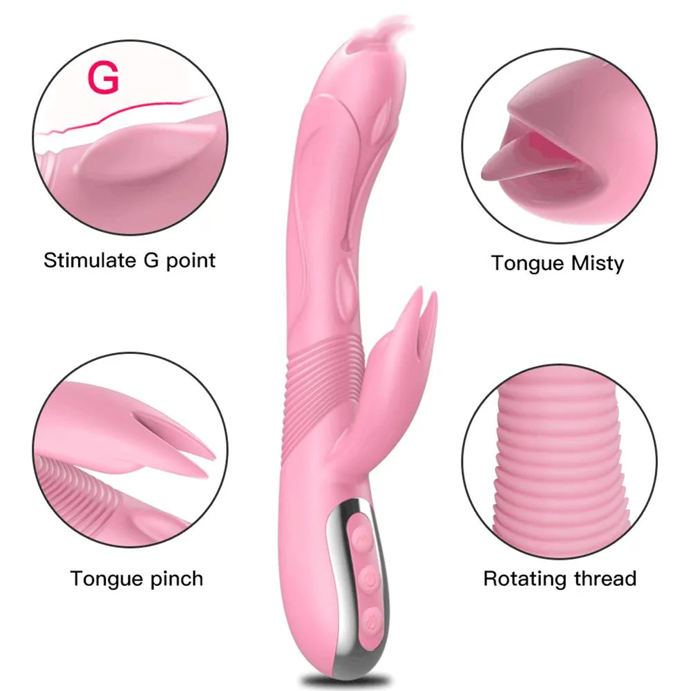 Dildo Vibrator Heizung Zunge Lecken Kaninchen sexy Spielzeug Für Frauen G-punkt Vagina Klitoris Stimulator 12 Modi Produkte