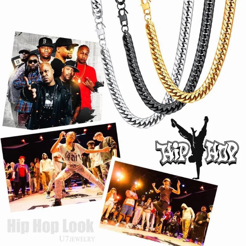 Chains U7 Necklaces For Men Miami Cuban Link Gold Chain Hip Hop Jewelry Long Thick Stainless Steel Big Chunky Necklace Gift N453250b