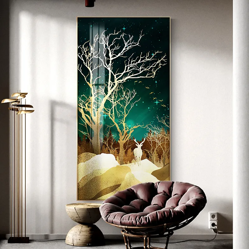 Golden Tree of Life Tela Poster Stampa Astratta moderna Foglia d'oro Arte della parete Pittura Nordic Soggiorno Decorazione Immagine Cuadro