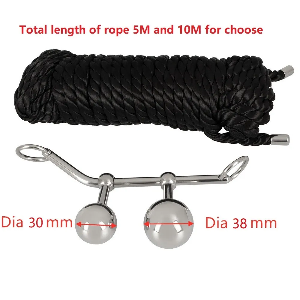 In Acciaio Inox Doppia Sfera Gancio Anale Corda Collare Corpo Schiavo Bondage Restraint Maschio Butt Plug In Metallo Vagina Inserto Giocattolo