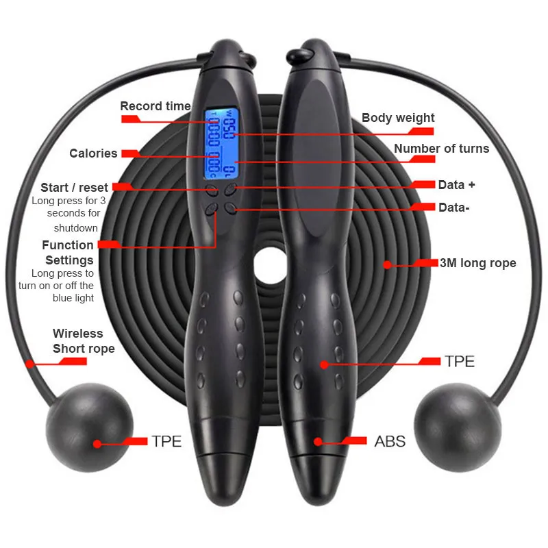 حبال القفز مع العد الإلكتروني تخطي حبل خارجي خسارة الوزن معدات اللياقة البدنية الحبل اللاسلكي تخطي Cuerda Deporte 220517