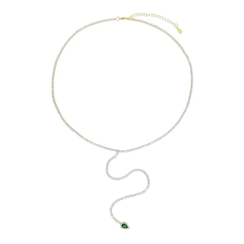 Новое прибыло 2 -миллиметровое ожерелье по теннисной цепи CZ с сердечной квадратной подвеской золотой выплатой Y