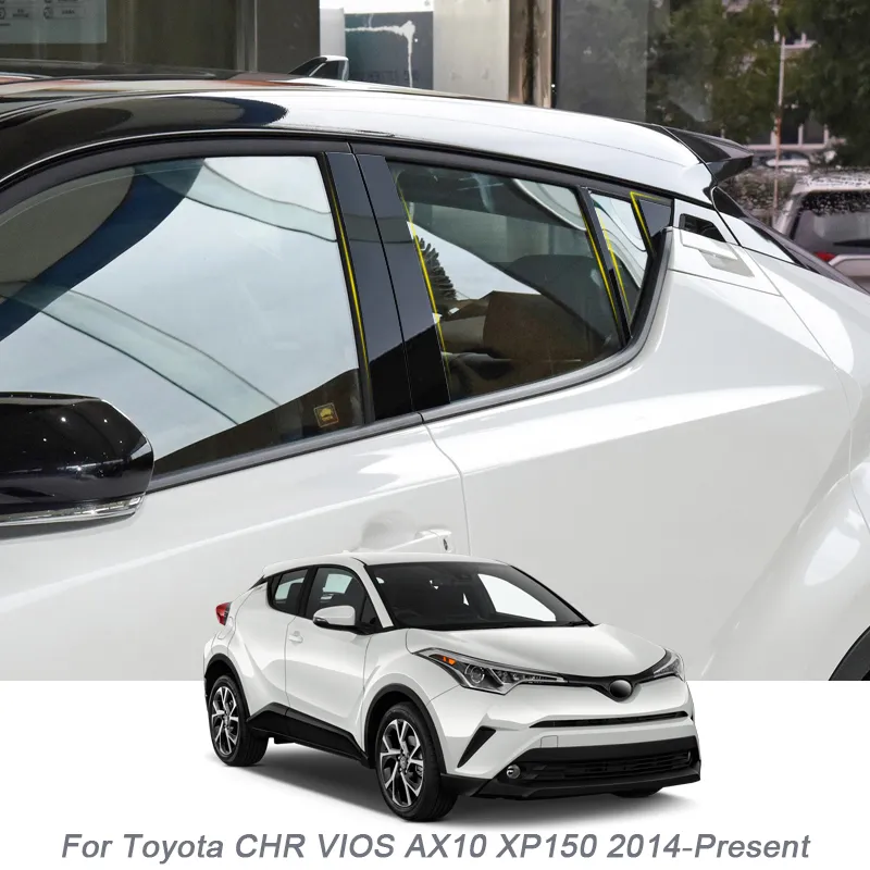 Car Window Center Pillar Sticker PVC Trim Anti-Scratch Film For Toyota CHR VIOS AX10 XP150 2014-Present Auto Accessories