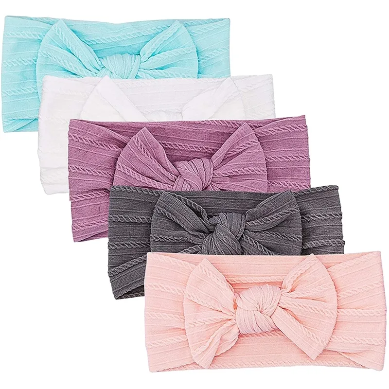 5 pçs lote cabo arco bebê bandana macio elástico impressão náilon headbands conjunto turbante nascido para crianças acessórios de cabelo w220316261w