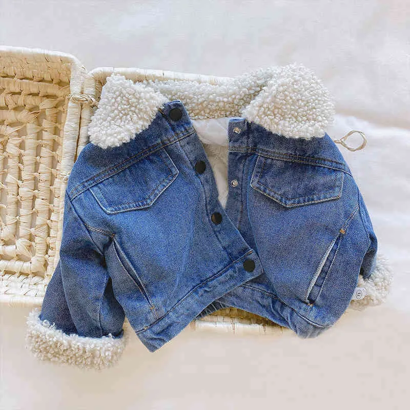 Winter Jacket For Girls Boys Autumn Thicken Jeans Jacket Childrens Clothing Warm Fashion Baby Denim Jackets 1-6Y J220718