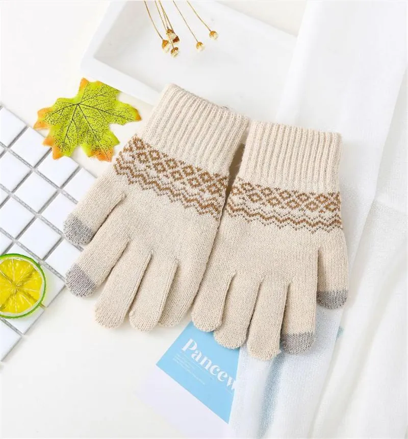 guanti invernali a maglia calda touch screen guanti a strisce a strisce guanti caldi df034